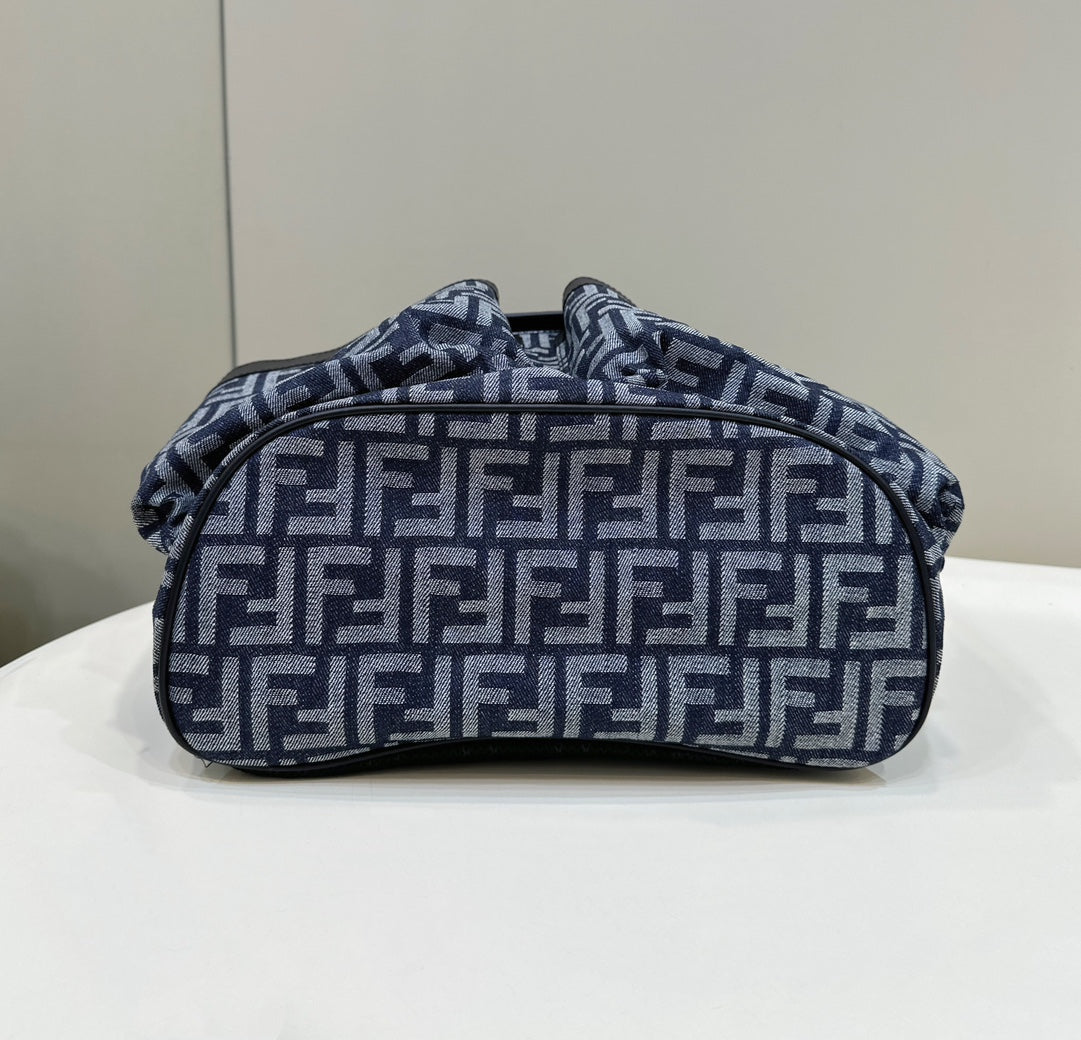 FENDI STRIKE 41 MEDIUM FF MIDNIGHT BLUE JACQUARD FABRIC BACKPACK mysite