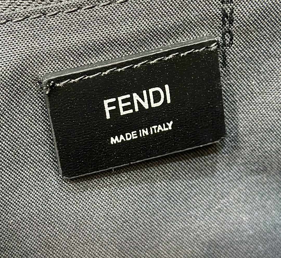 FENDI STRIKE 41 MEDIUM FF MIDNIGHT BLUE JACQUARD FABRIC BACKPACK mysite