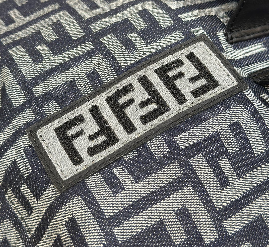 FENDI STRIKE 41 MEDIUM FF MIDNIGHT BLUE JACQUARD FABRIC BACKPACK mysite