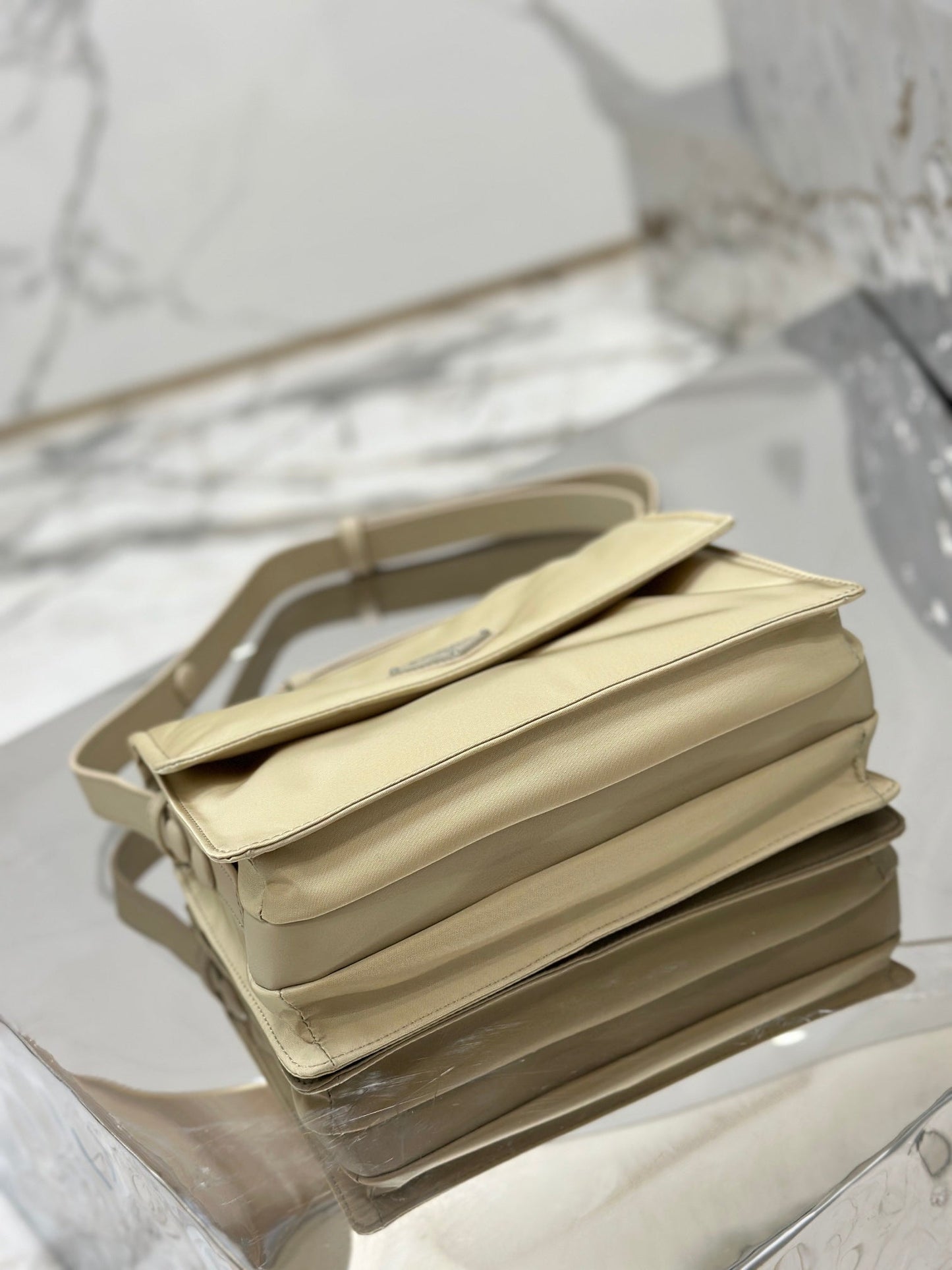 PRA CINI 23 MEDIUM BAG IN FLAX YELLOW RE-NYLON WITH STRAP mysite