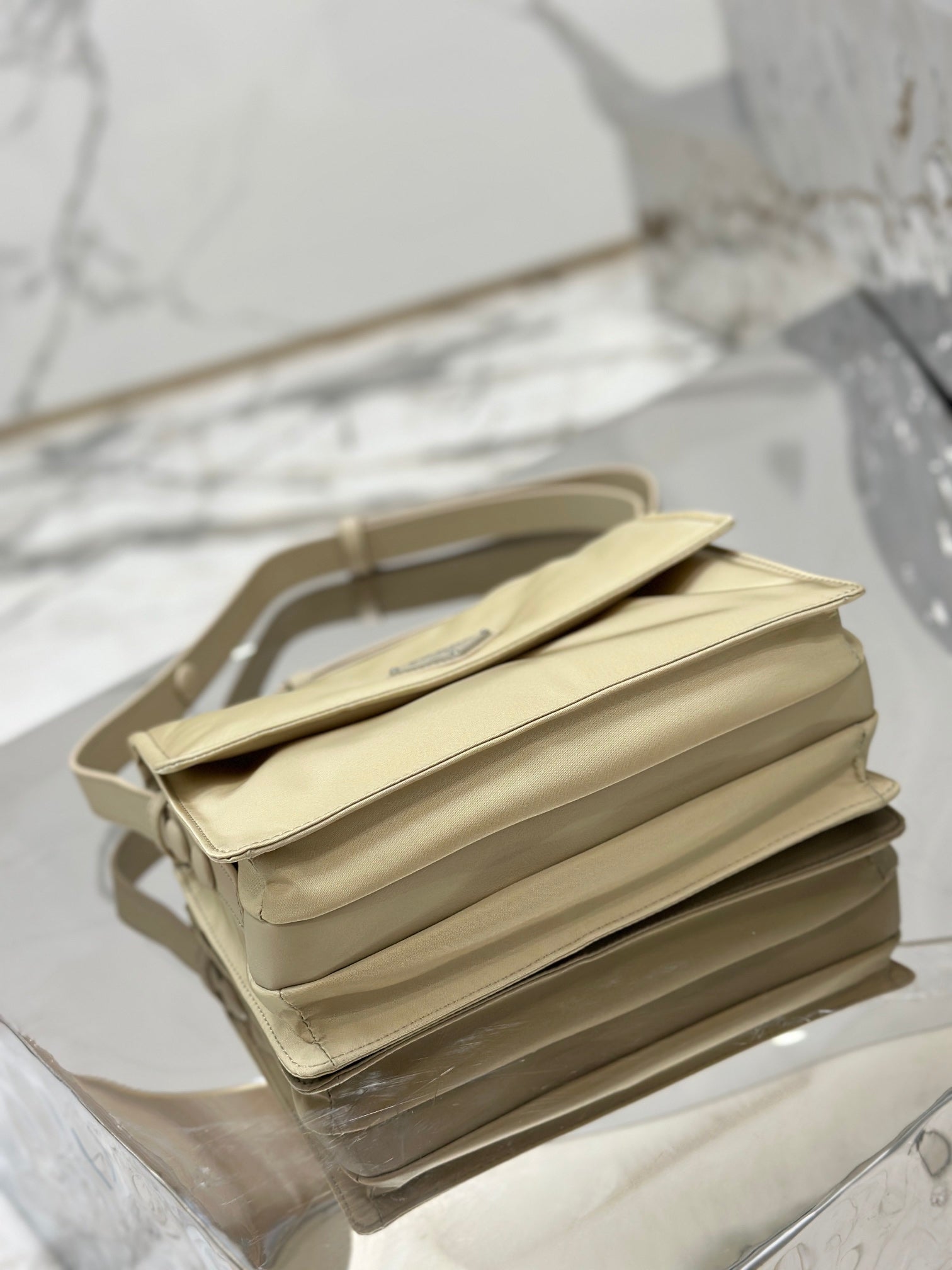 PRA CINI 23 MEDIUM BAG IN FLAX YELLOW RE-NYLON WITH STRAP mysite