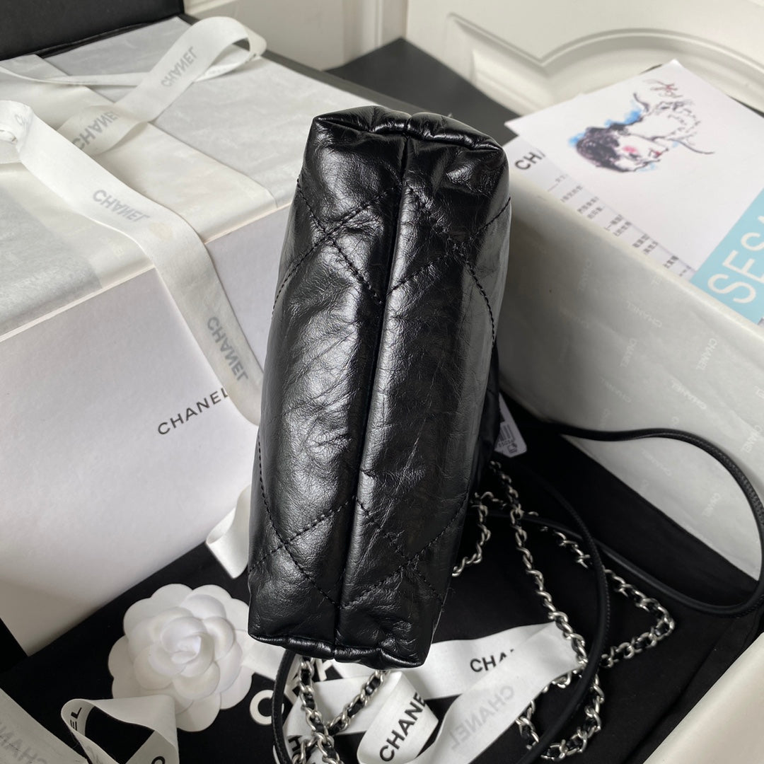 CC 24S Hobo 22 Bag 20cm Black Aged Lambskin mysite