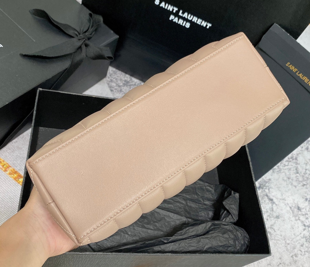 LOULOU PUFFER SMALL 25CM DARK BEIGE QUILTED LAMBSKIN mysite