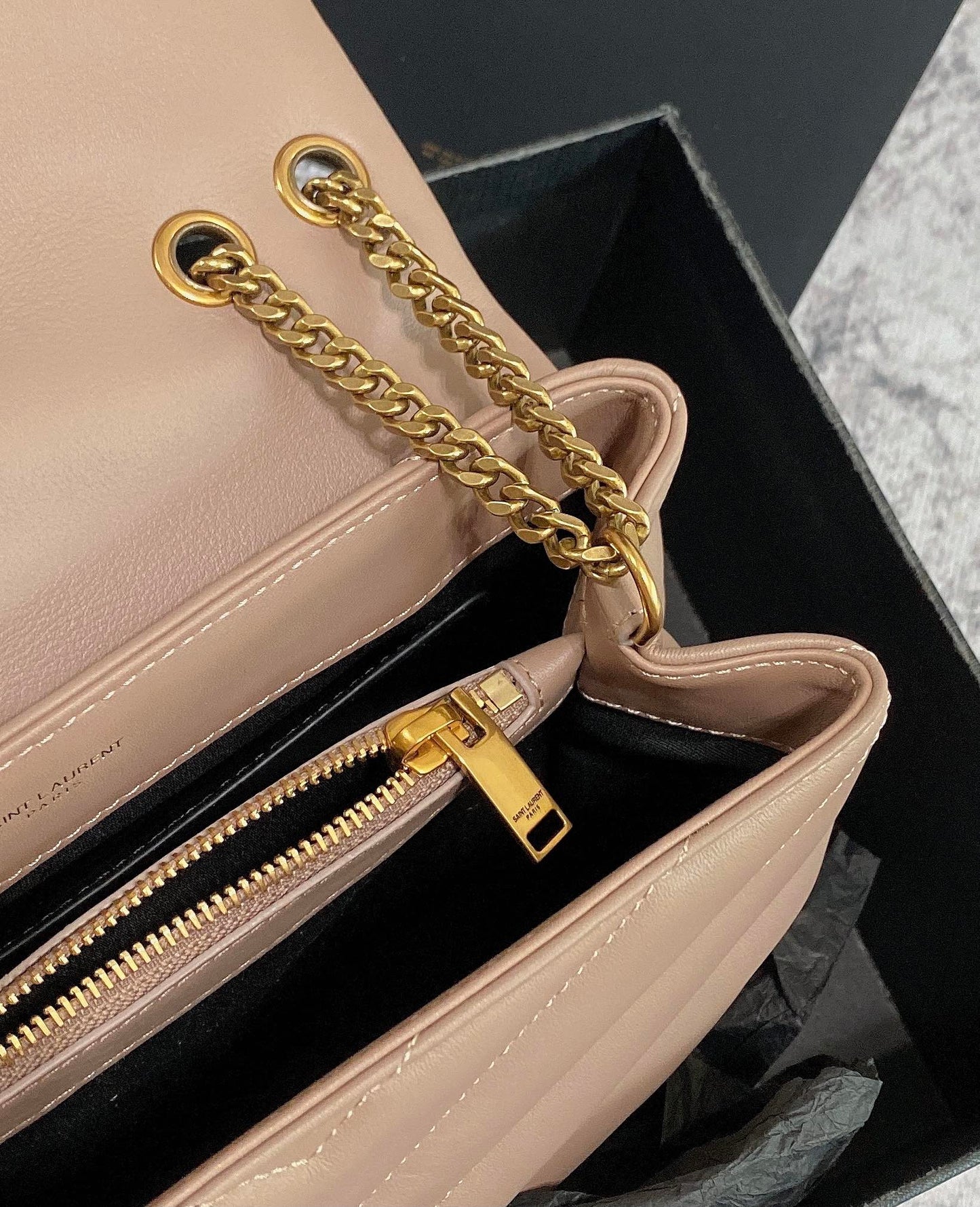 LOULOU PUFFER SMALL 25CM DARK BEIGE QUILTED LAMBSKIN mysite