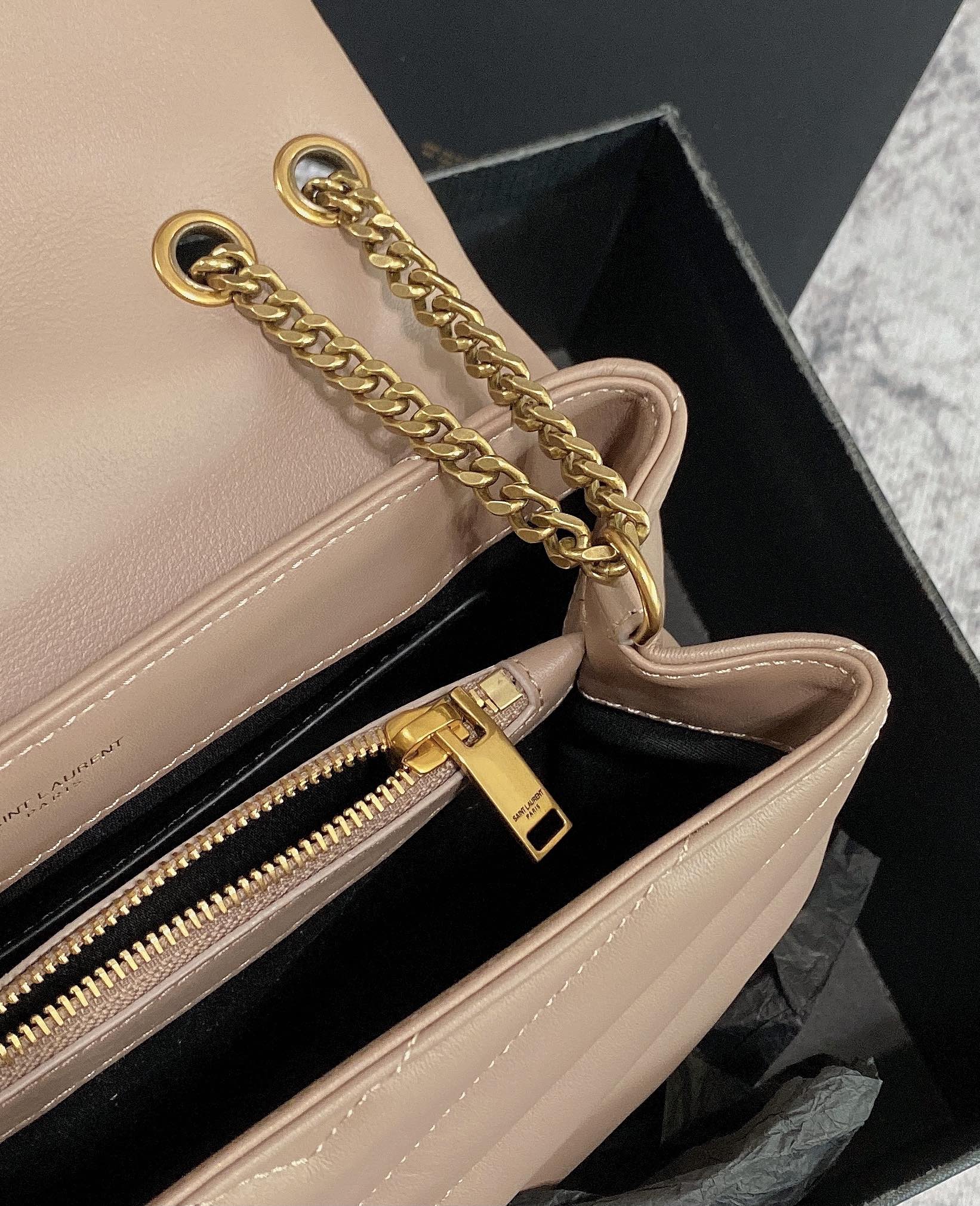 LOULOU PUFFER SMALL 25CM DARK BEIGE QUILTED LAMBSKIN mysite