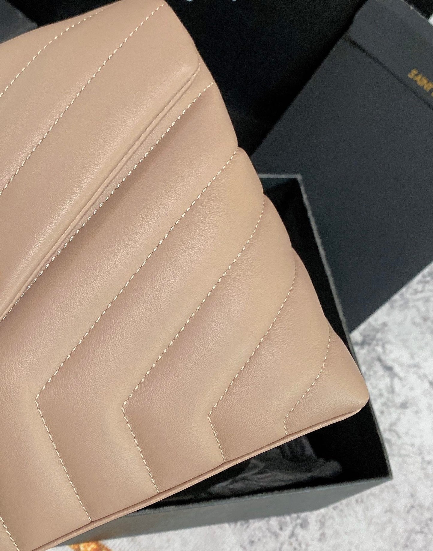 LOULOU PUFFER SMALL 25CM DARK BEIGE QUILTED LAMBSKIN mysite