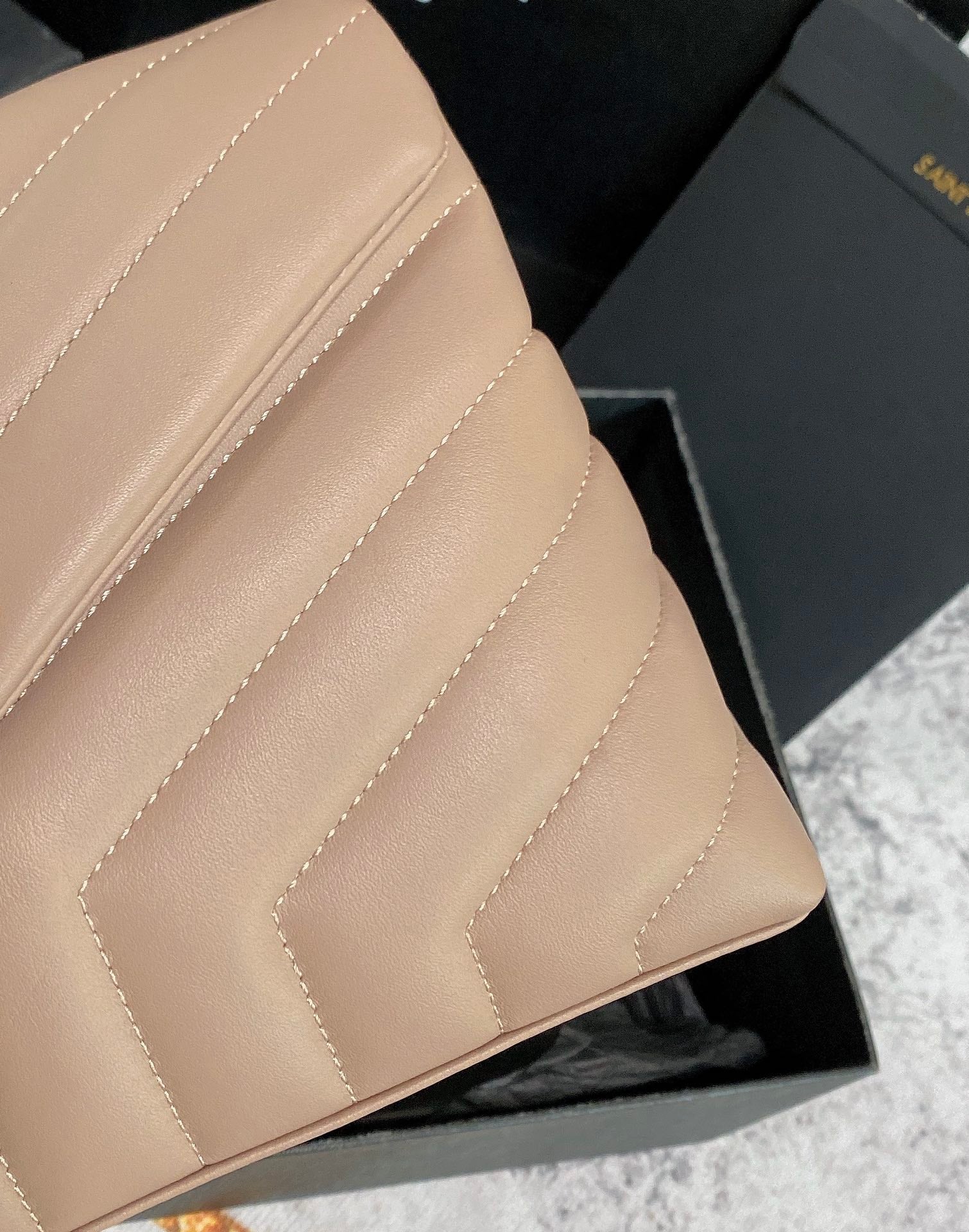 LOULOU PUFFER SMALL 25CM DARK BEIGE QUILTED LAMBSKIN mysite