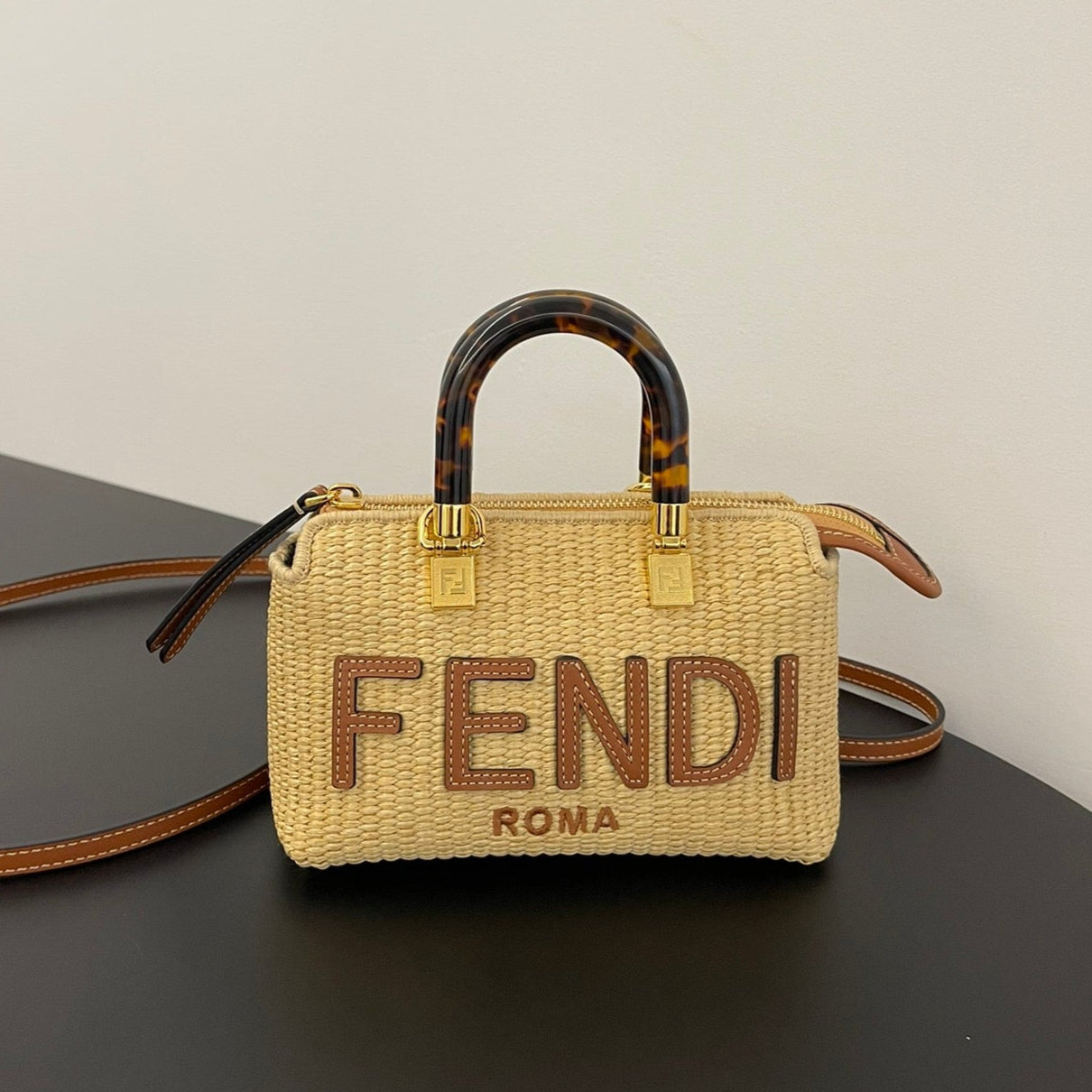 BY THE WAY MINI 18 IN BEIGE STRAW AND BROWN CALFSKIN TRIM mysite