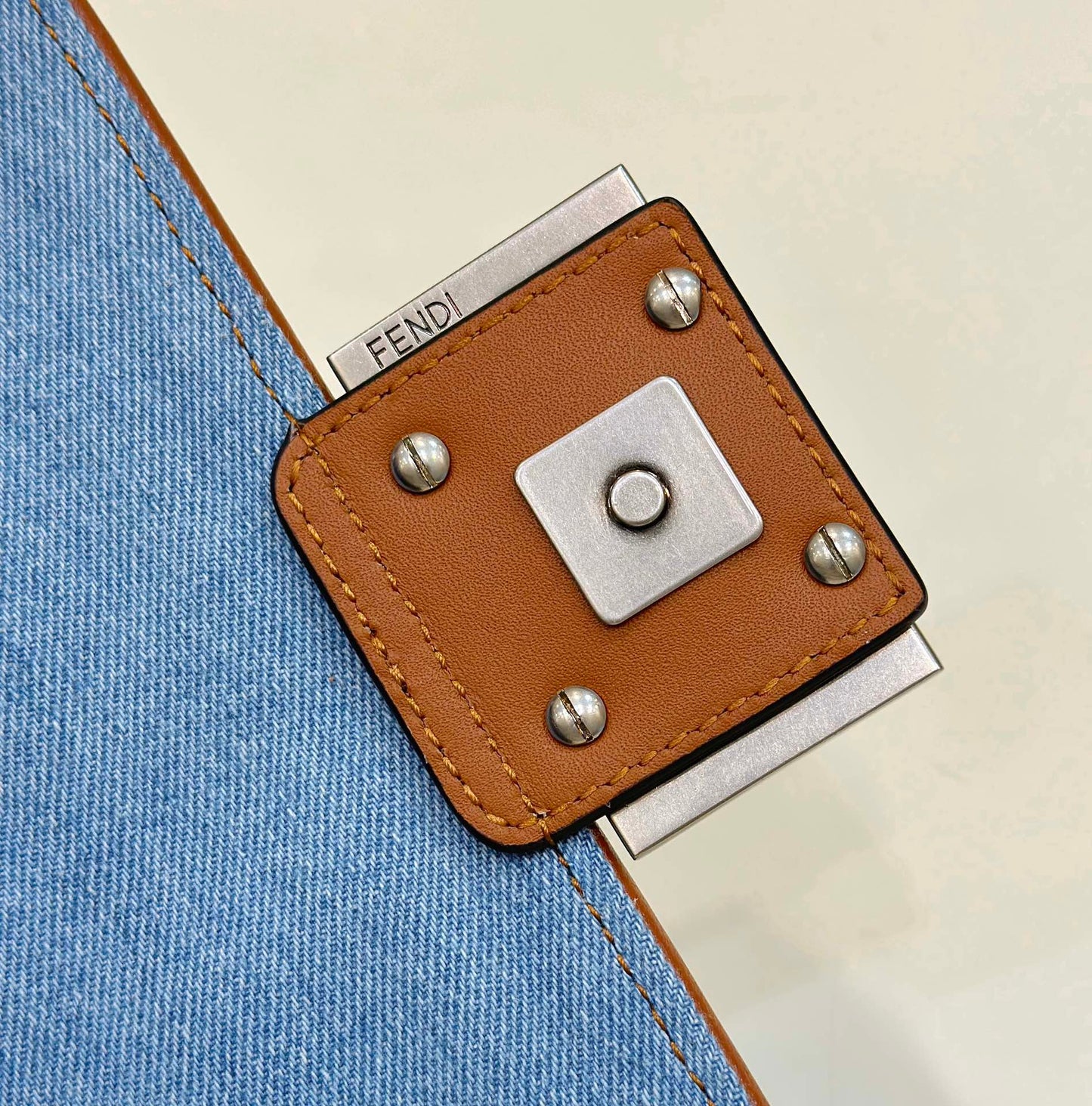 FENDI 19 BAGUETTE BAG IN LIGHT BLUE CANVAS WITH SILVER HARDWARE mysite