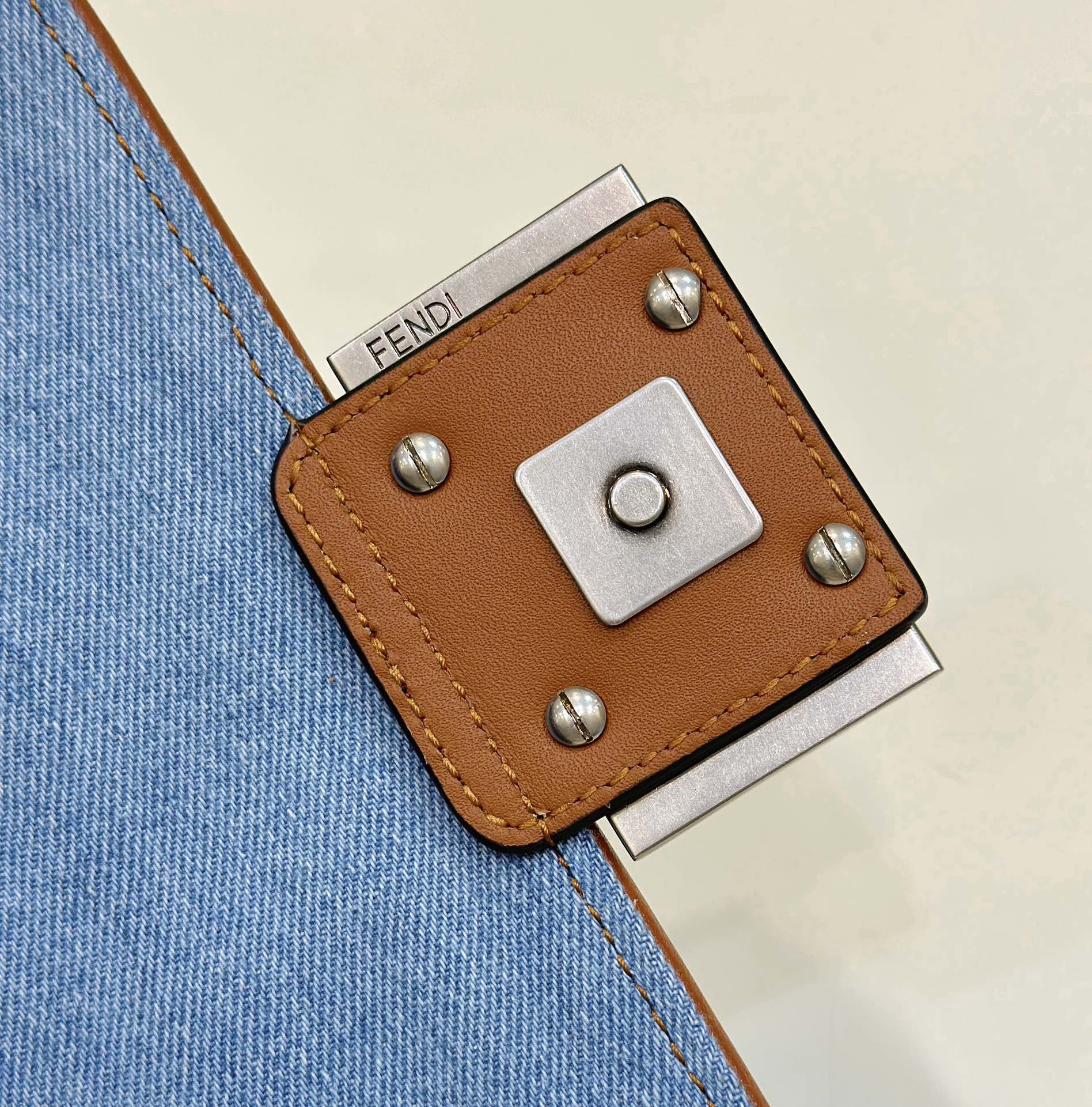 FENDI 19 BAGUETTE BAG IN LIGHT BLUE CANVAS WITH SILVER HARDWARE mysite