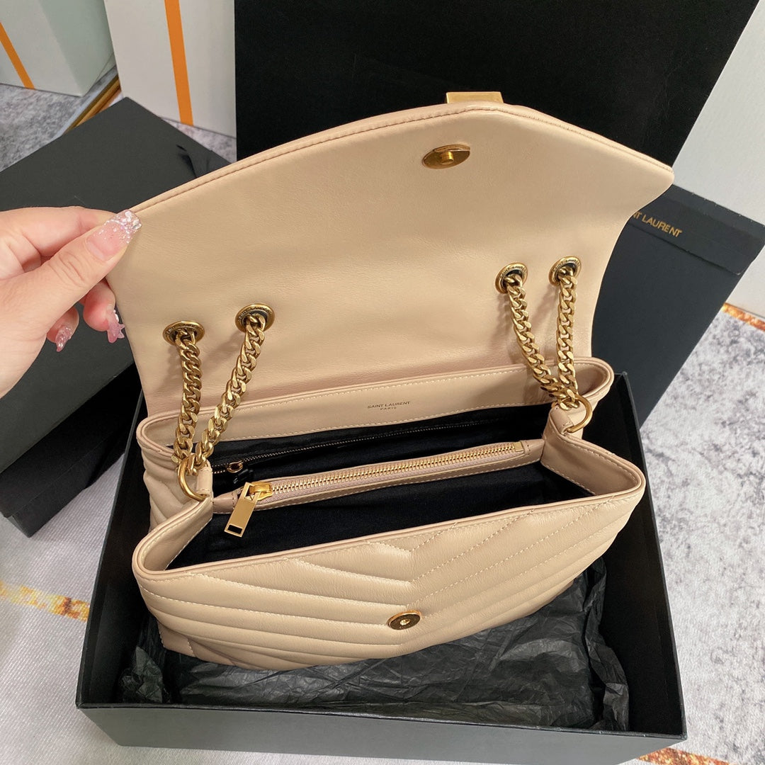 LOULOU MEDIUM 32 BEIGE QUILTED LEATHER GOLD HARDWARE mysite