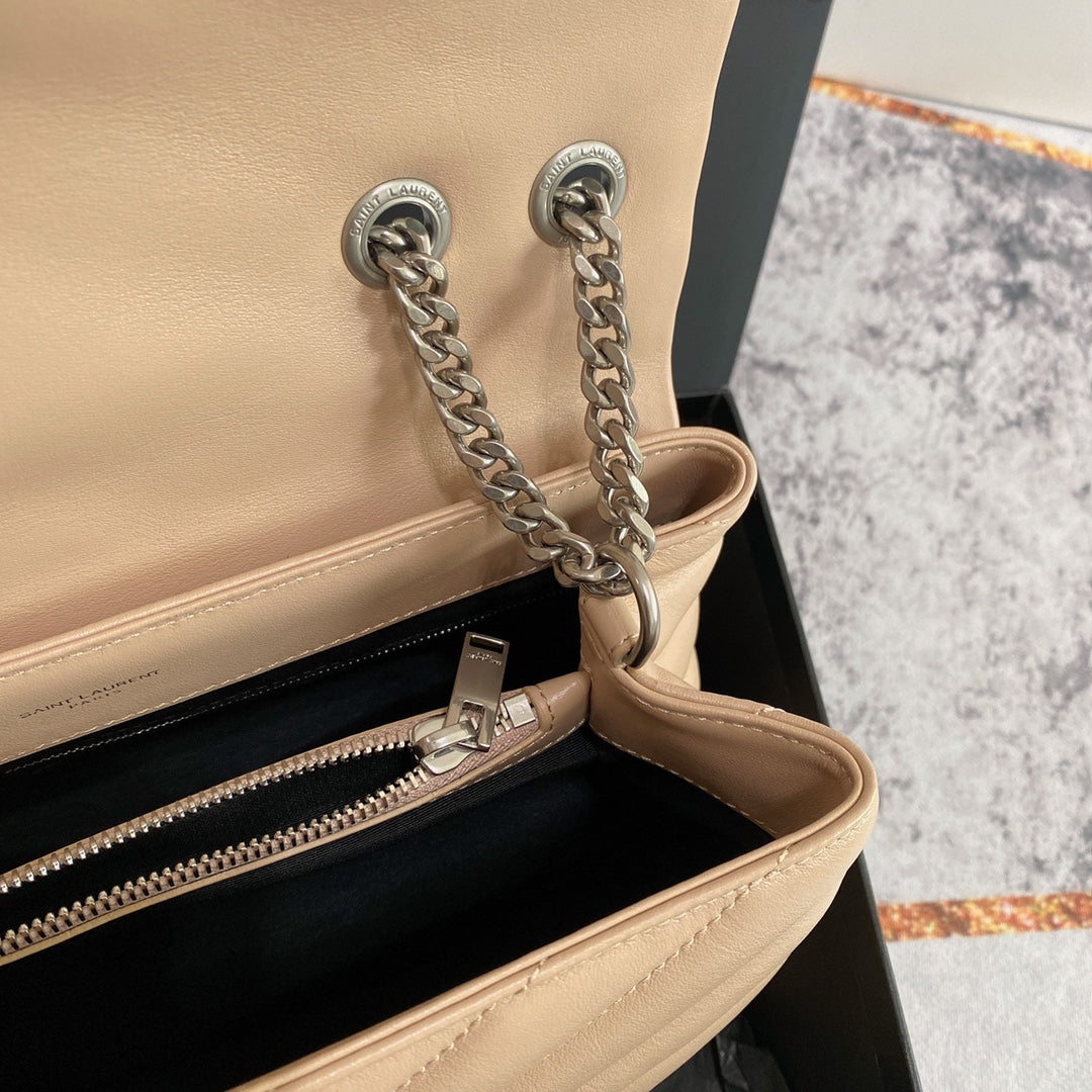 LOULOU MEDIUM 32 BEIGE QUILTED LEATHER SILVER HARDWARE mysite