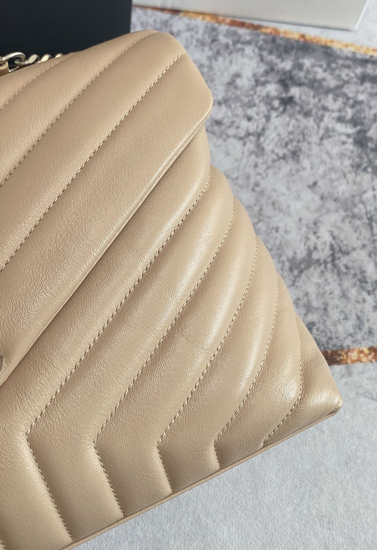 LOULOU MEDIUM 32 BEIGE QUILTED LEATHER SILVER HARDWARE mysite