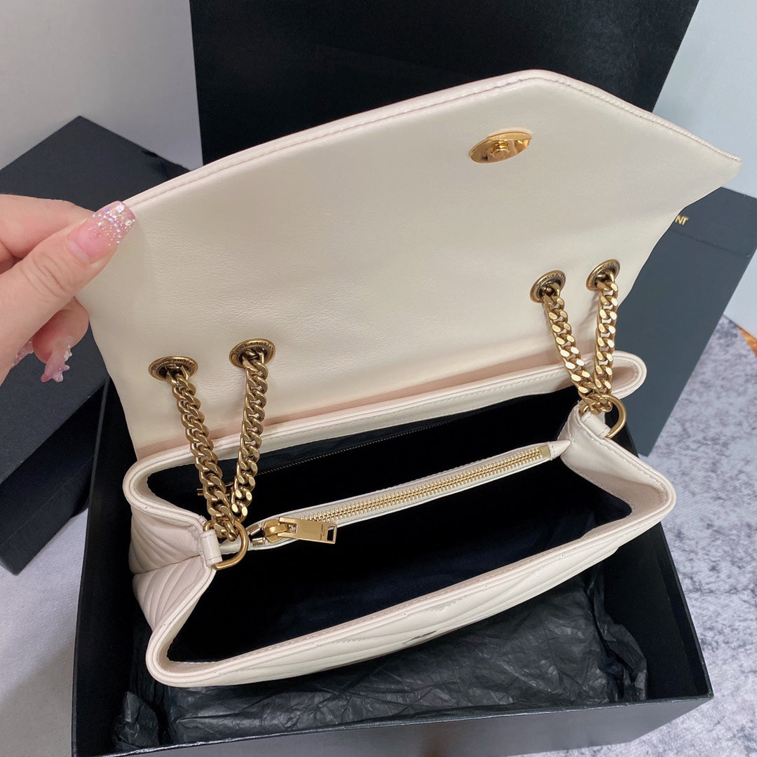 LOULOU MEDIUM 32 WHITE QUILTED LEATHER GOLD HARDWARE mysite