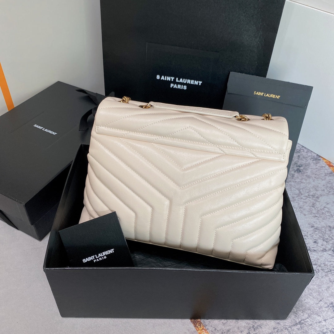 LOULOU MEDIUM 32 WHITE QUILTED LEATHER GOLD HARDWARE mysite