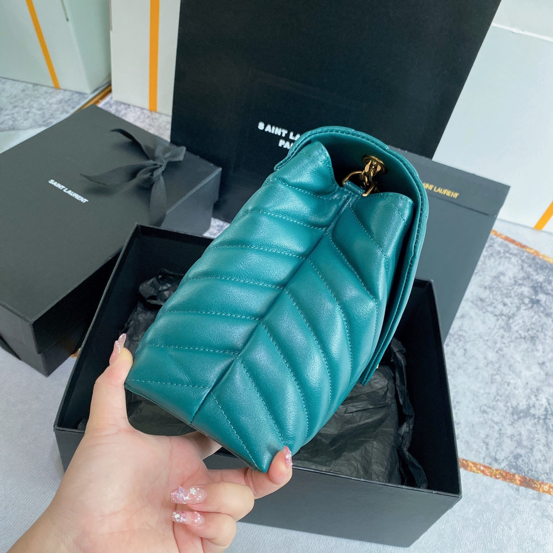 LOULOU MEDIUM 32 TURQUOISE GREEN QUILTED LEATHER GOLD HARDWARE mysite