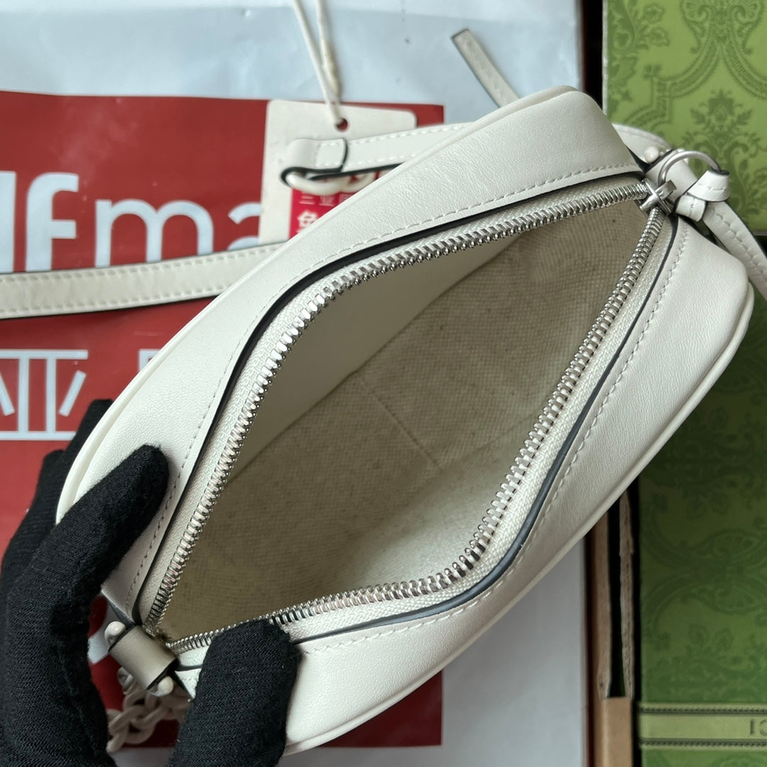 gg marmont mini 18cm zip top all white calfskin mysite