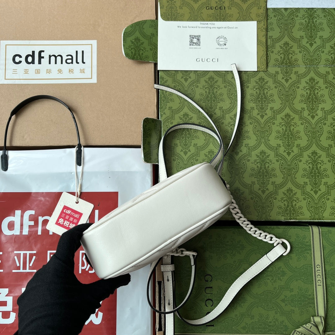 gg marmont mini 18cm zip top all white calfskin mysite