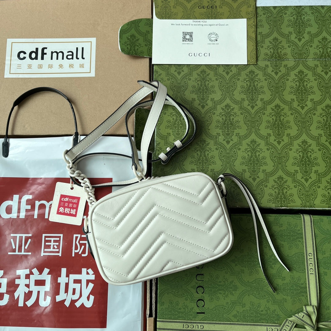 gg marmont mini 18cm zip top all white calfskin mysite