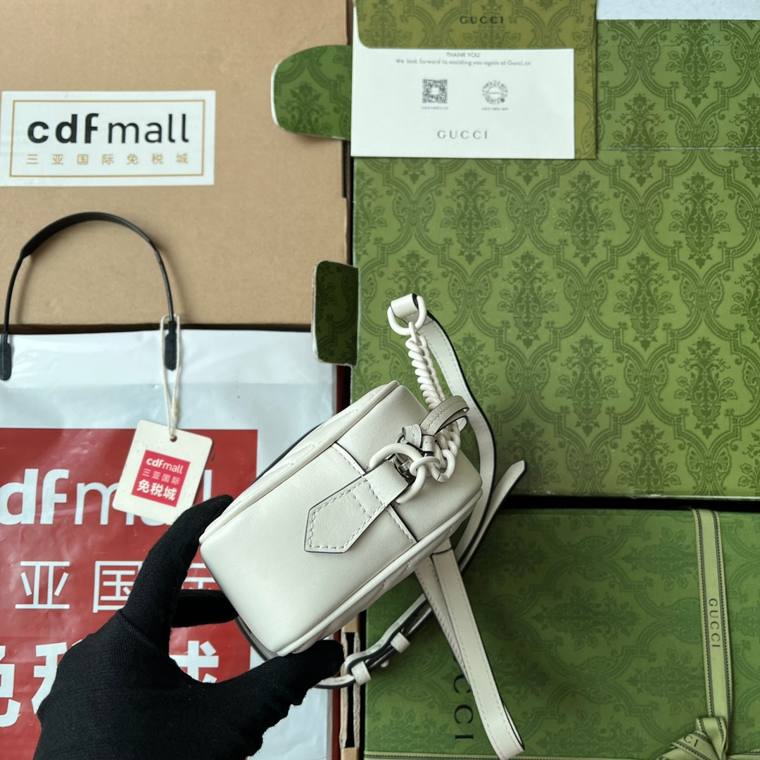 gg marmont mini 18cm zip top all white calfskin mysite