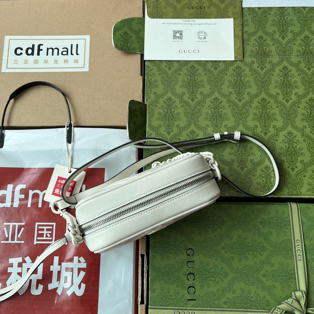 gg marmont mini 18cm zip top all white calfskin mysite