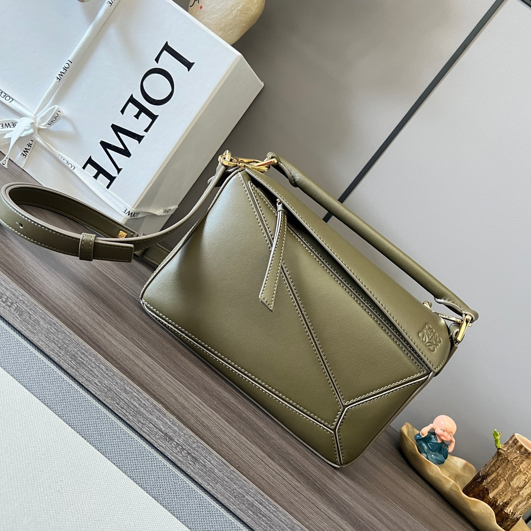 Small Puzzle 24cm bag in soft grained olive calfskin mysite