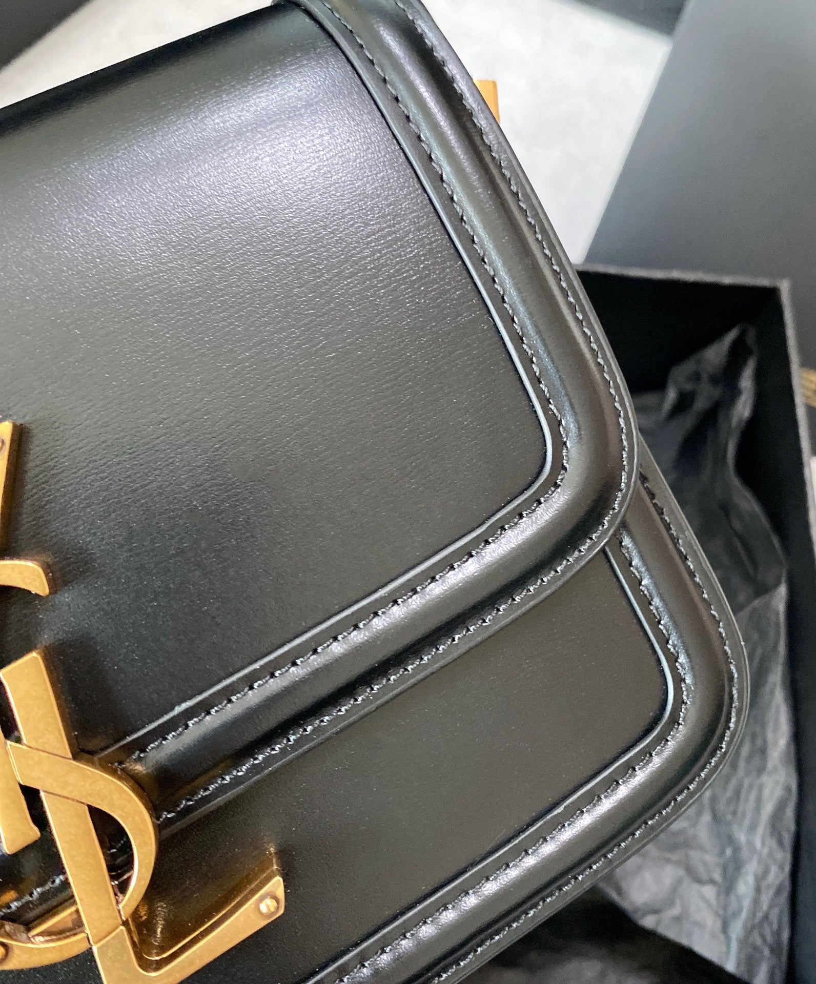 SOLFERINO SMALL SATCHEL 19 IN BLACK CALFSKIN GOLD LOGO mysite
