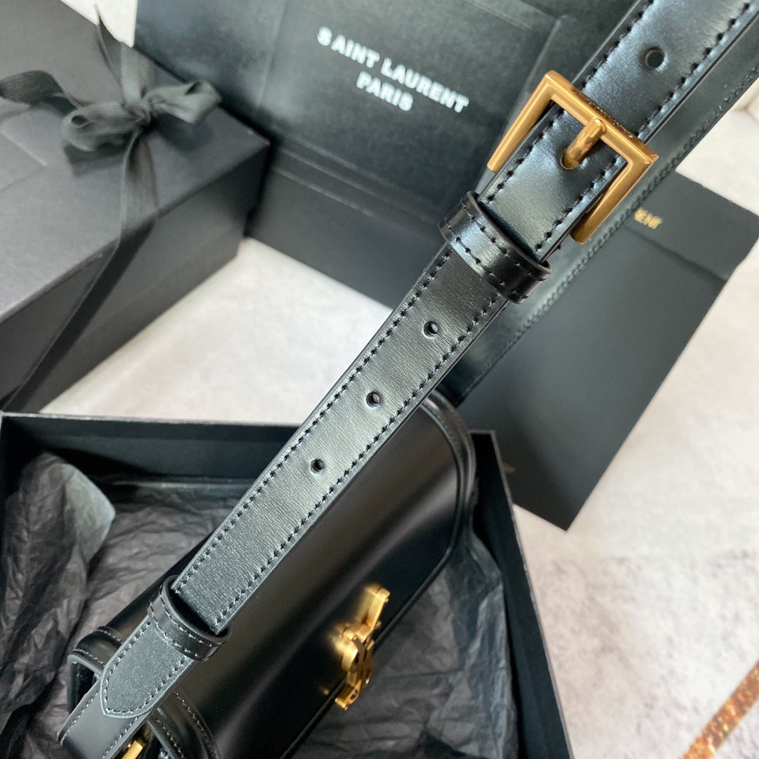 SOLFERINO SMALL SATCHEL 19 IN BLACK MIX WHITE CALFSKIN GOLD LOGO mysite