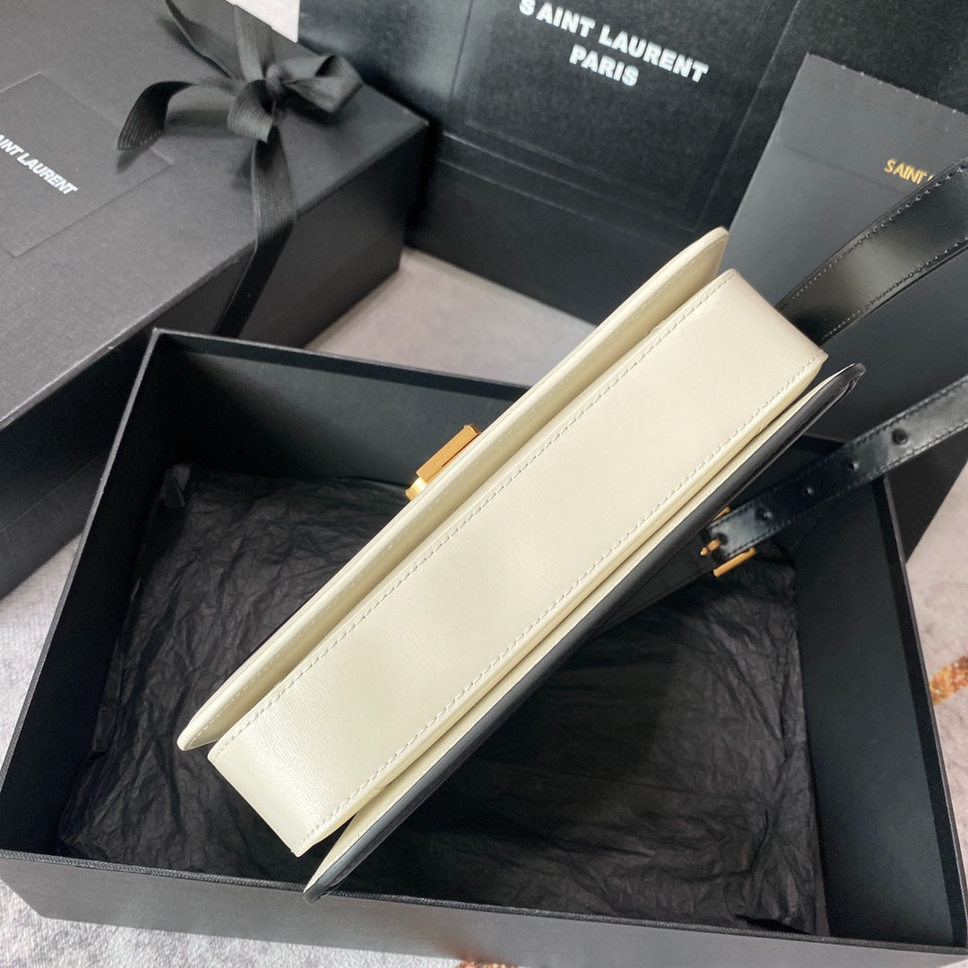 SOLFERINO MEDIUM SATCHEL 23 IN BLACK MIX WHITE CALFSKIN GOLD LOGO mysite