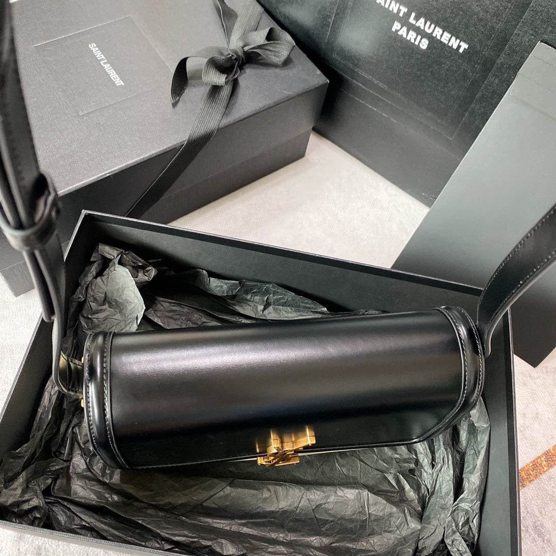 SOLFERINO MEDIUM SATCHEL 23 IN BLACK MIX WHITE CALFSKIN GOLD LOGO mysite