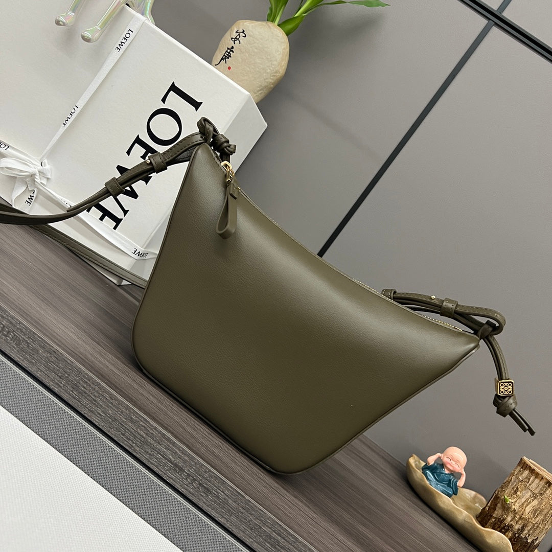 LOE LUNA HOBO 28 BAG IN DARK OLIVE GREEN CALFSKIN mysite