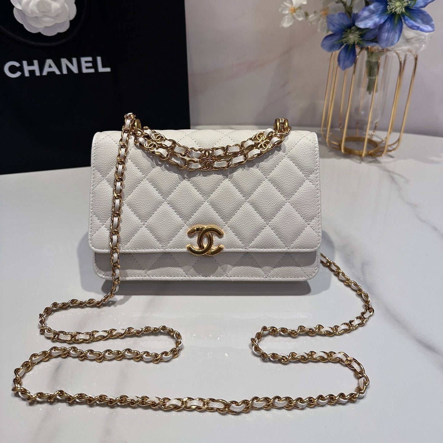 CC 24K Woc 19cm Cream Grained Calfskin Gold Hardware mysite