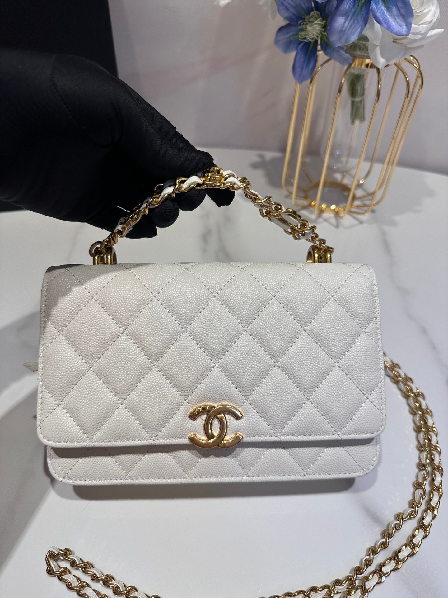 CC 24K Woc 19cm Cream Grained Calfskin Gold Hardware mysite