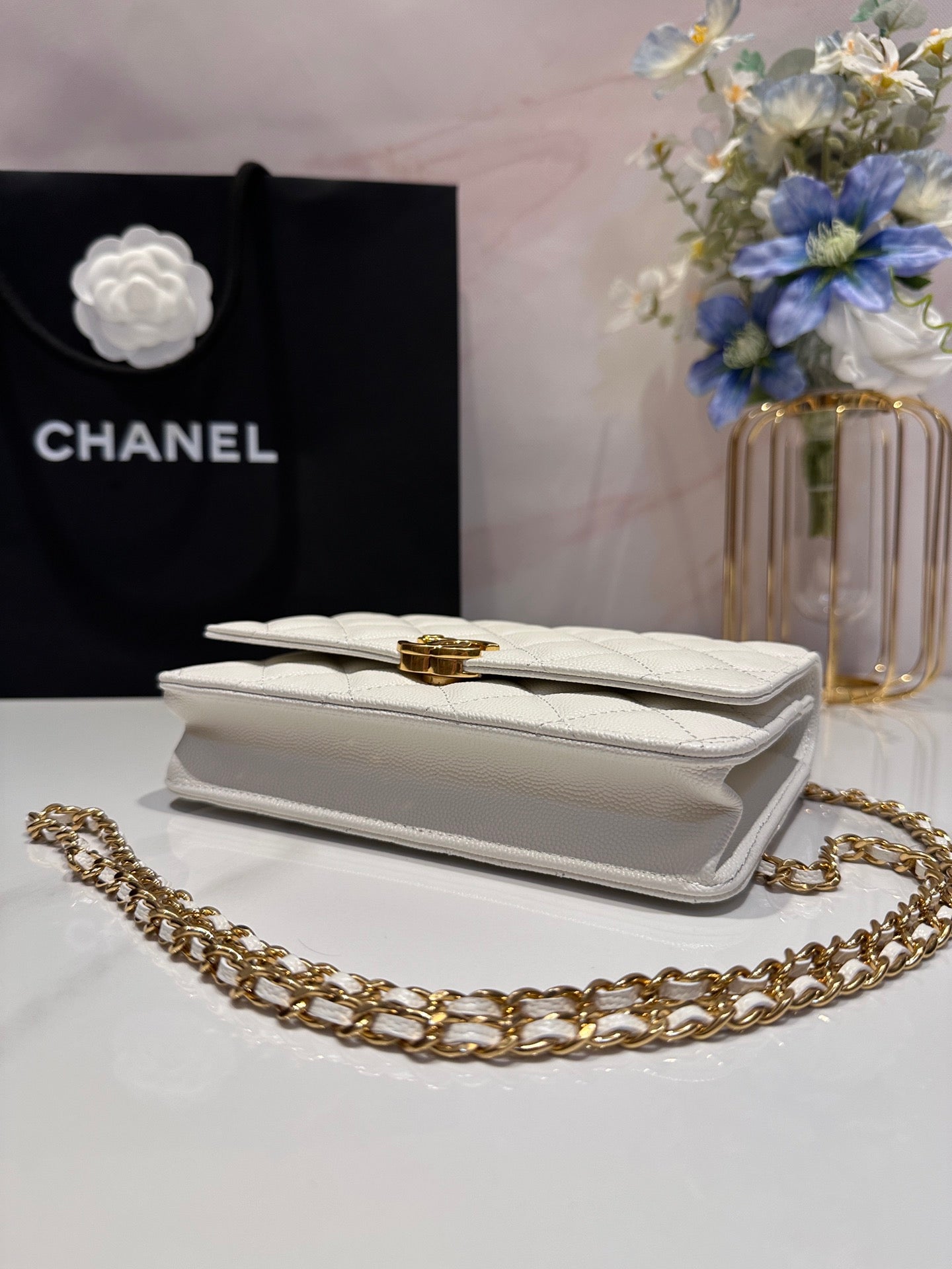 CC 24K Woc 19cm Cream Grained Calfskin Gold Hardware mysite