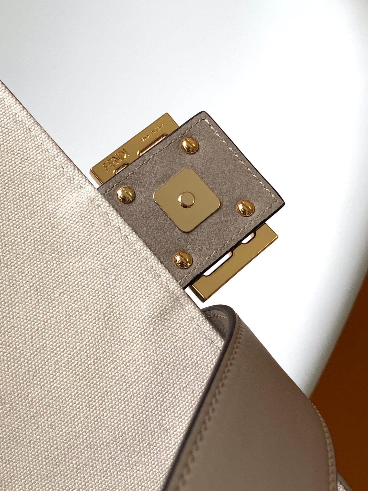 Fend Baguette White Brown and Multicolour Canvas Bag 27 with FF Embroidery Ghw mysite