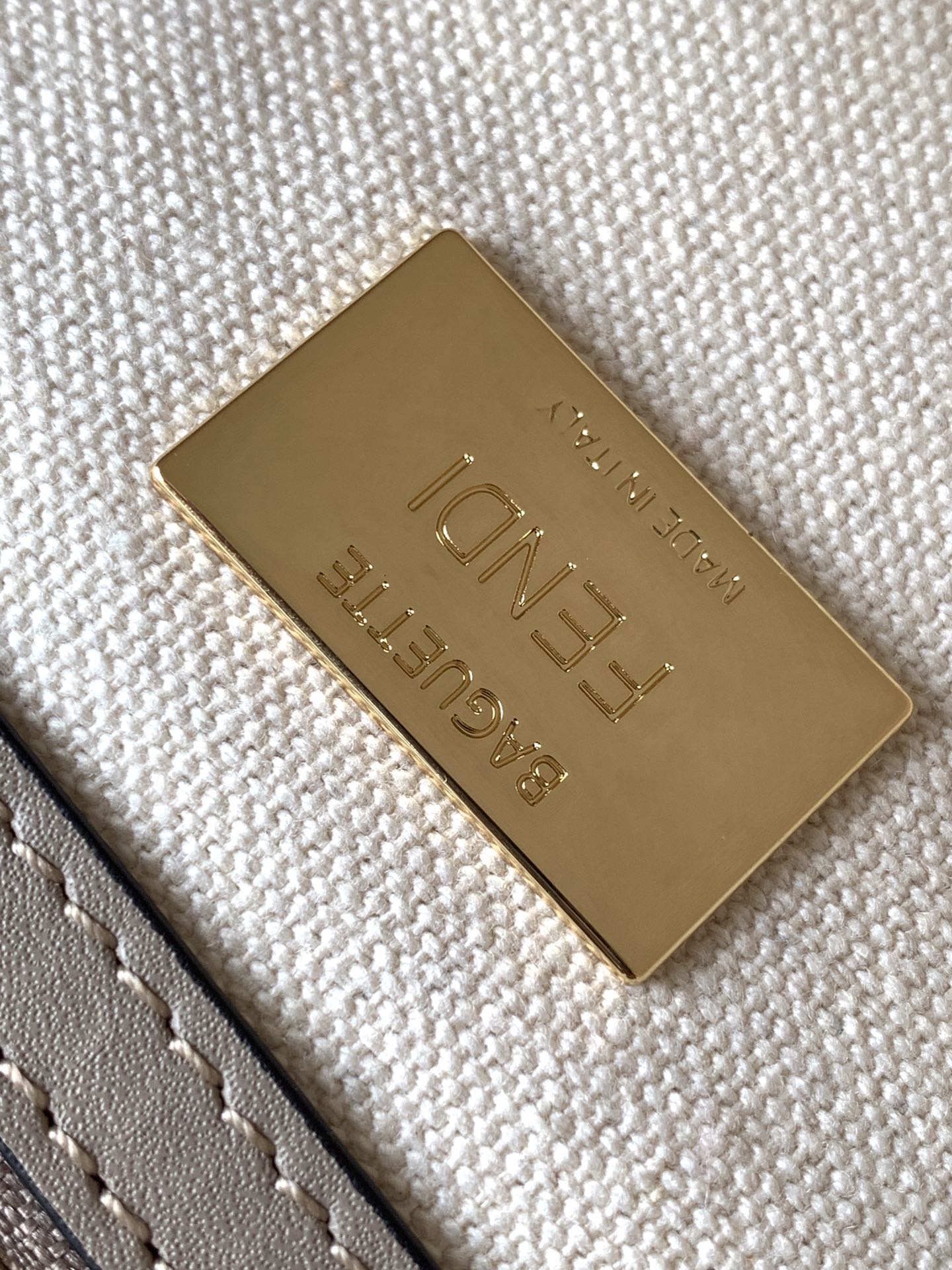 Fend Baguette White Brown and Multicolour Canvas Bag 27 with FF Embroidery Ghw mysite