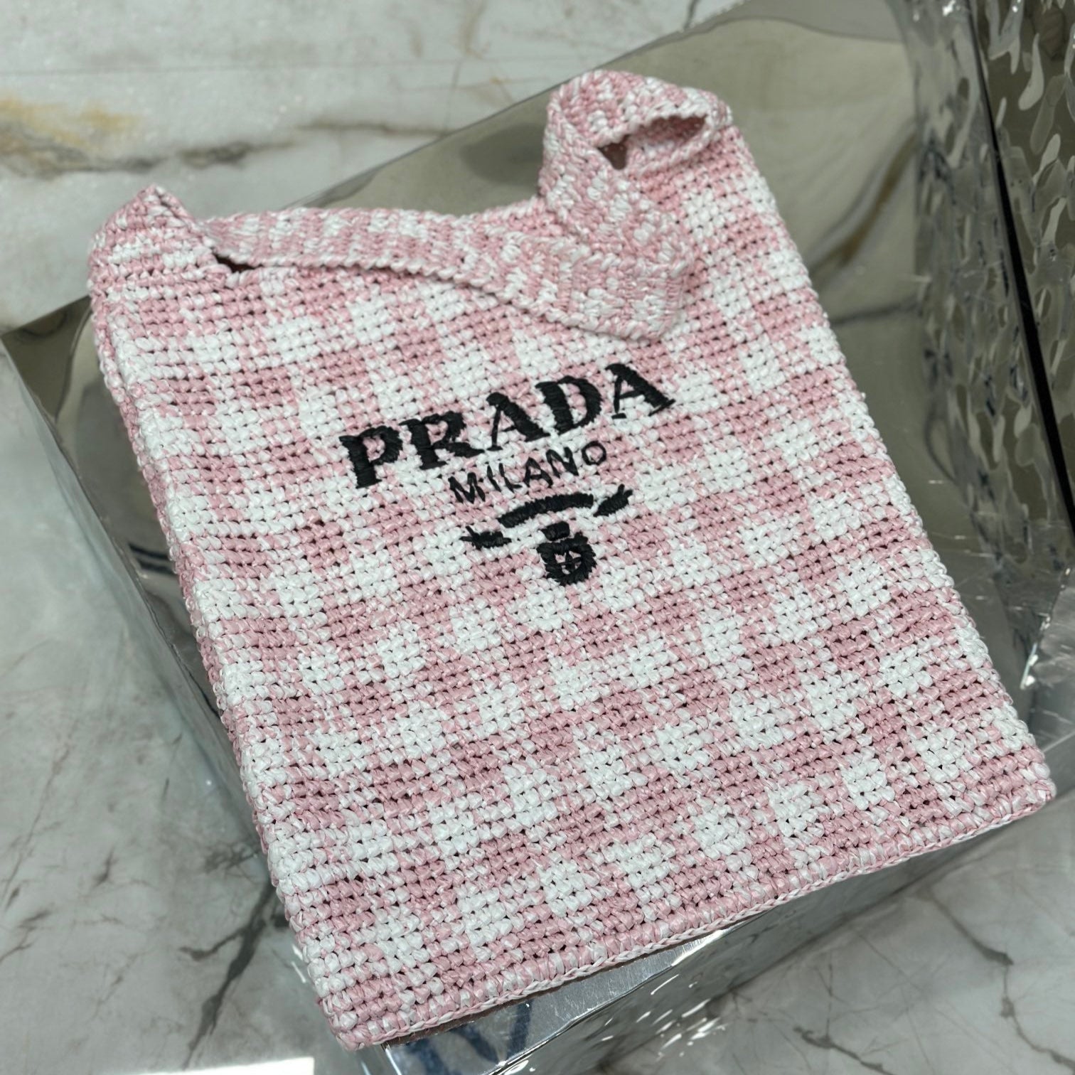 LARGE TOTE BAG 45 IN PINK MIX WHITE AND BLACK WOVEN RAFFIA mysite