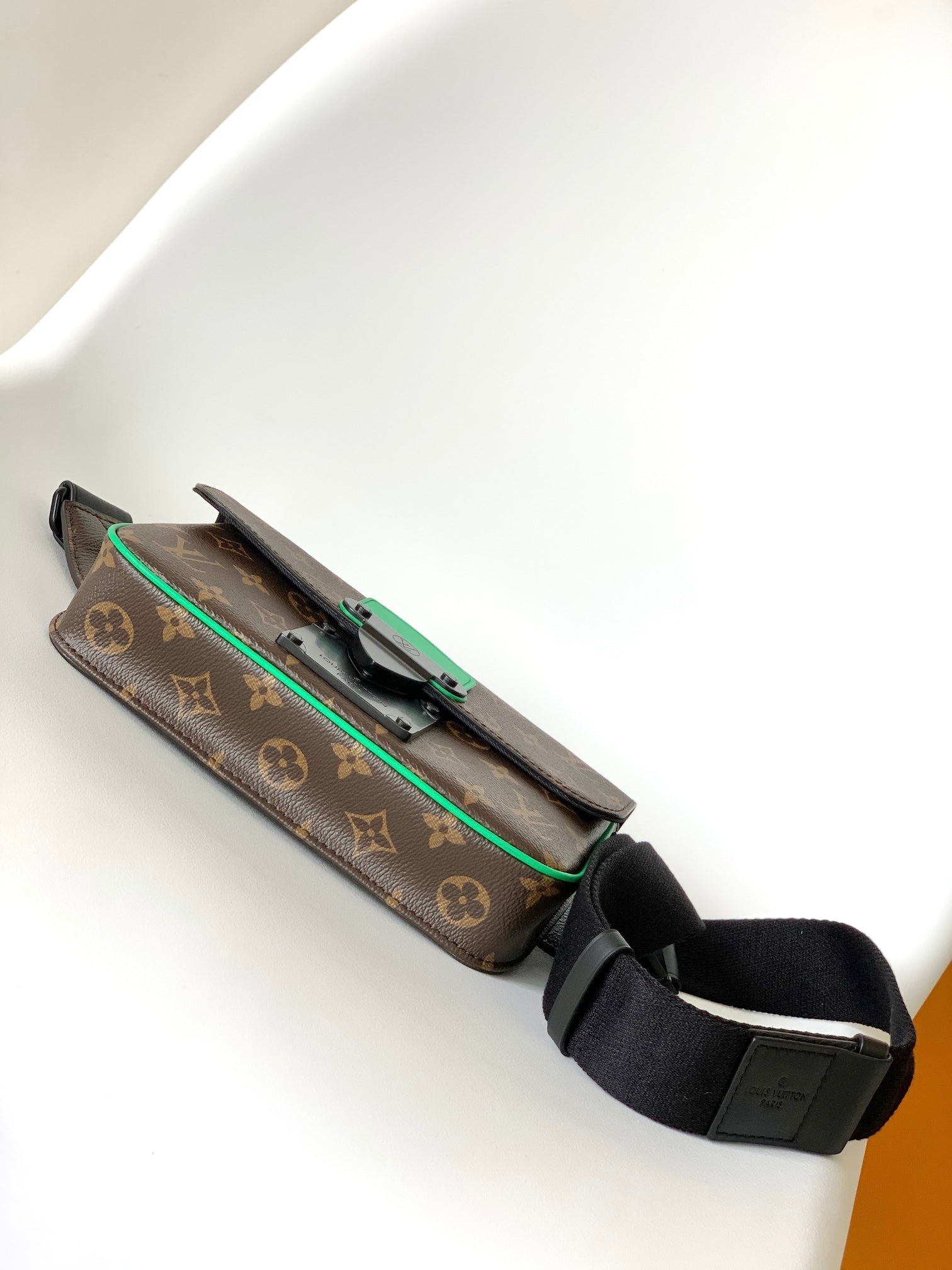 LV  S Lock Sling Bag 21cm Brown Green Monogram Macassar Canvas mysite