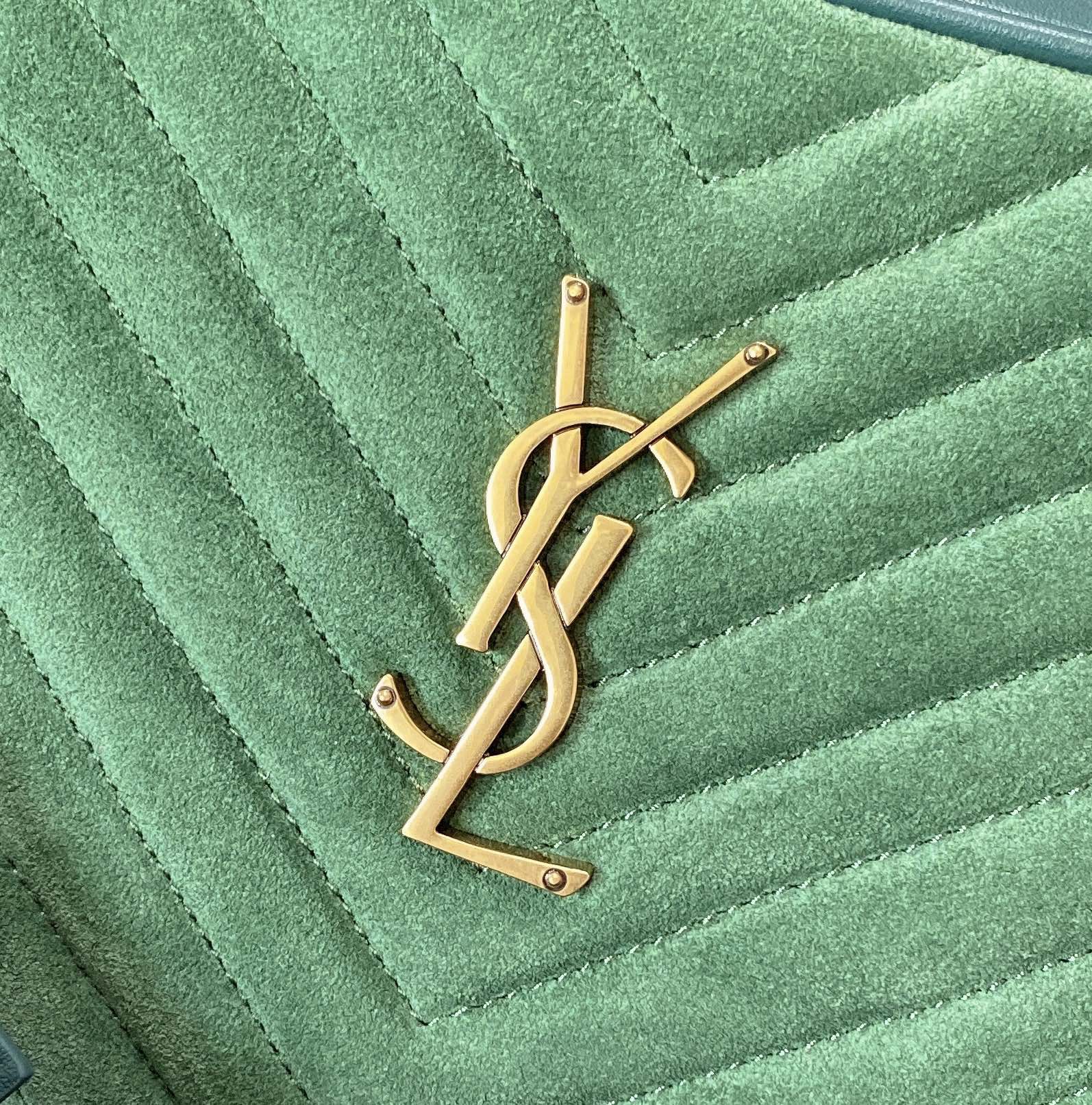 LOU CAMERA BAG 23 IN GREENISH SUEDE AND CALFSKIN TRIM mysite