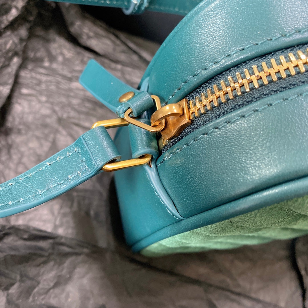 LOU CAMERA BAG 23 IN GREENISH SUEDE AND CALFSKIN TRIM mysite