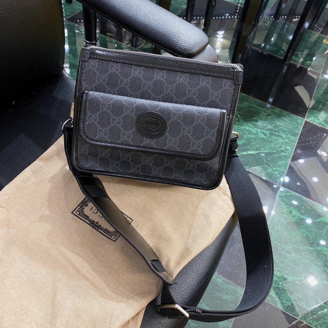 GG SMALL 21 CROSSBODY BAG WITH TAG IN BLACK CANVAS mysite