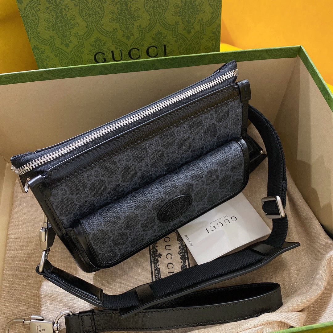 GG SMALL 21 CROSSBODY BAG WITH TAG IN BLACK CANVAS mysite