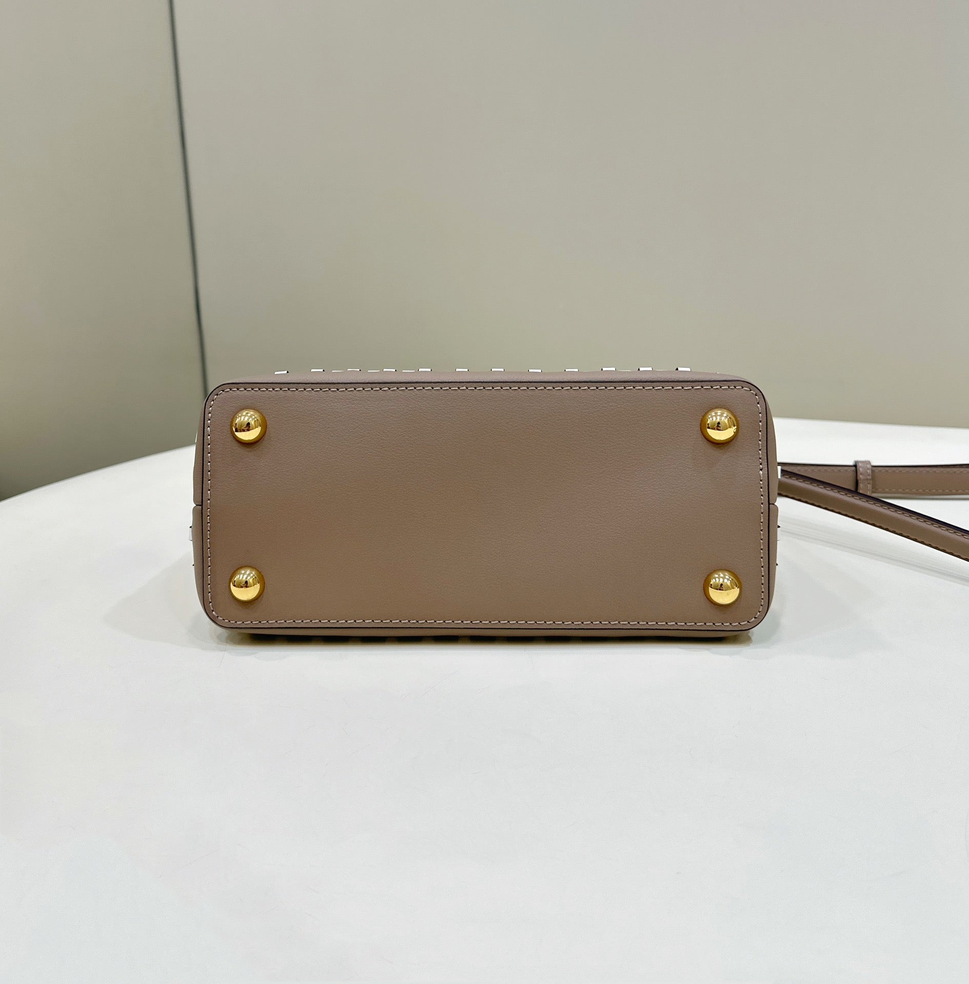 PEEKABOO 24 IN WHITE MIX BROWN INTERLACED CALFSKIN GOLD HARDWARE mysite