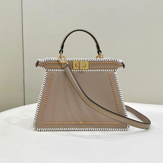 PEEKABOO ISEEU 27 IN MEDIUM BROWN INTERLACED CALFSKIN GOLD HARDWARE mysite