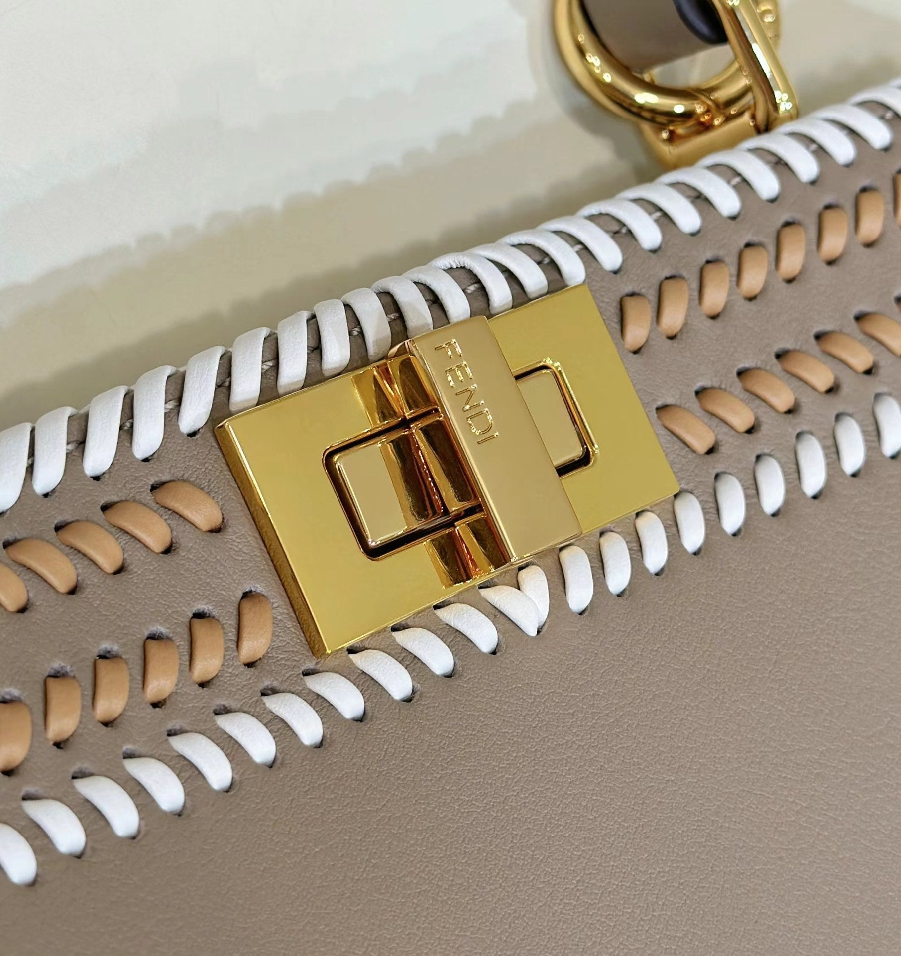 PEEKABOO ISEEU 27 IN MEDIUM BROWN INTERLACED CALFSKIN GOLD HARDWARE mysite