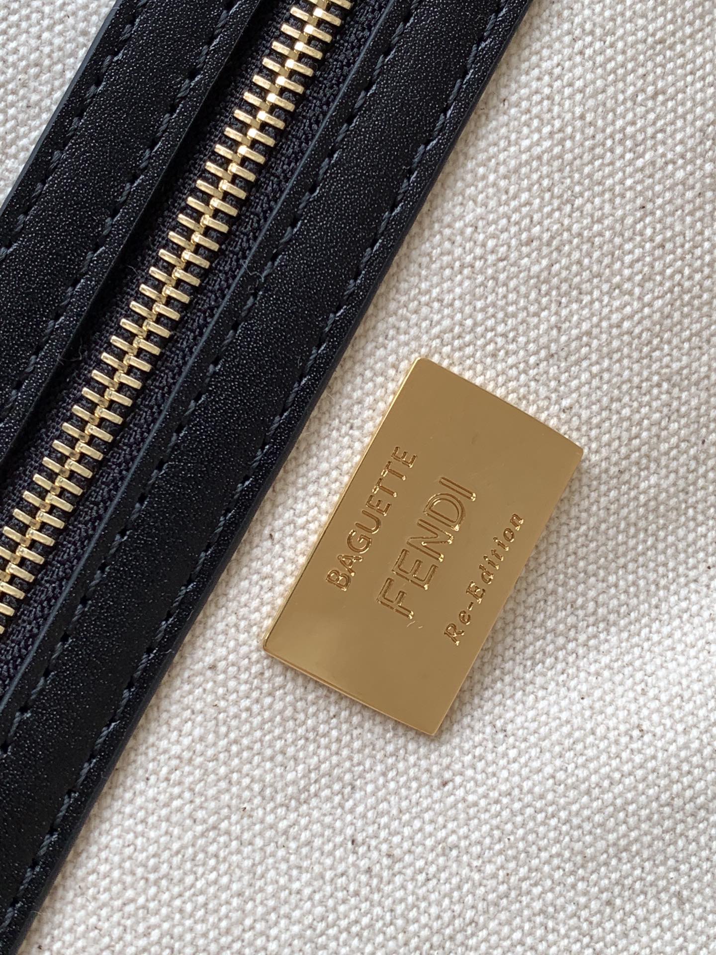 Fend Baguette Black and Multicolour Canvas Bag 27 with FF Embroidery Ghw mysite