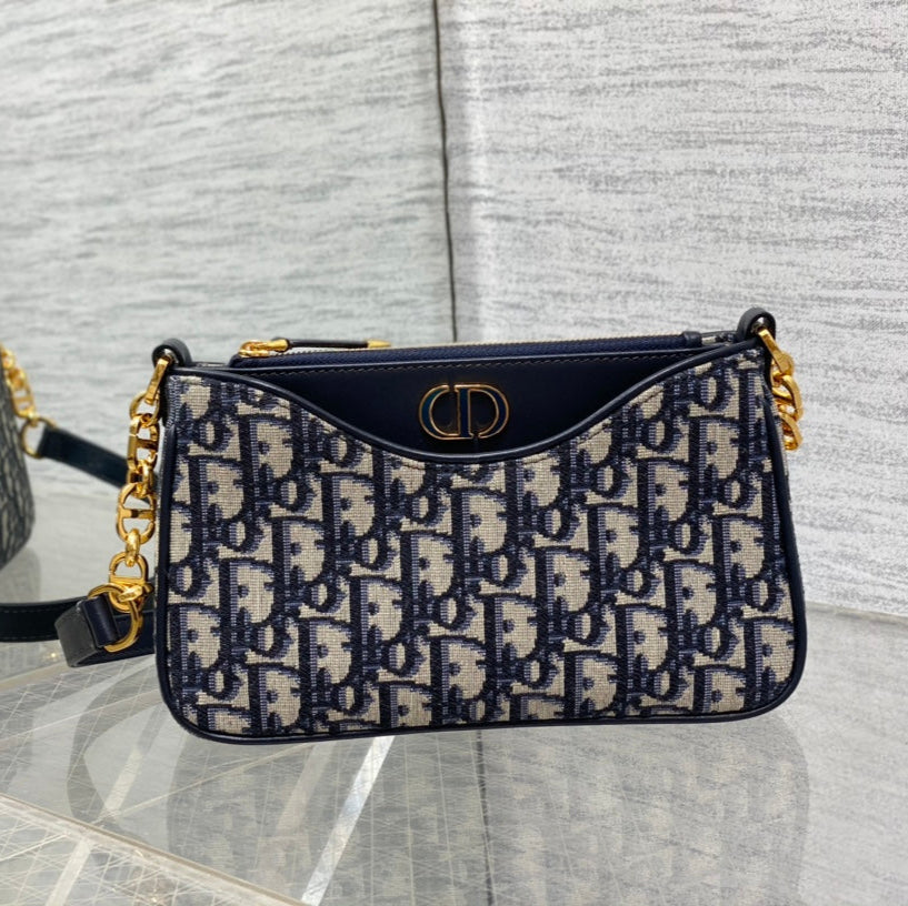 CD Hobo Avenue Bag 21 Dark Blue Black Leather Cotton mysite