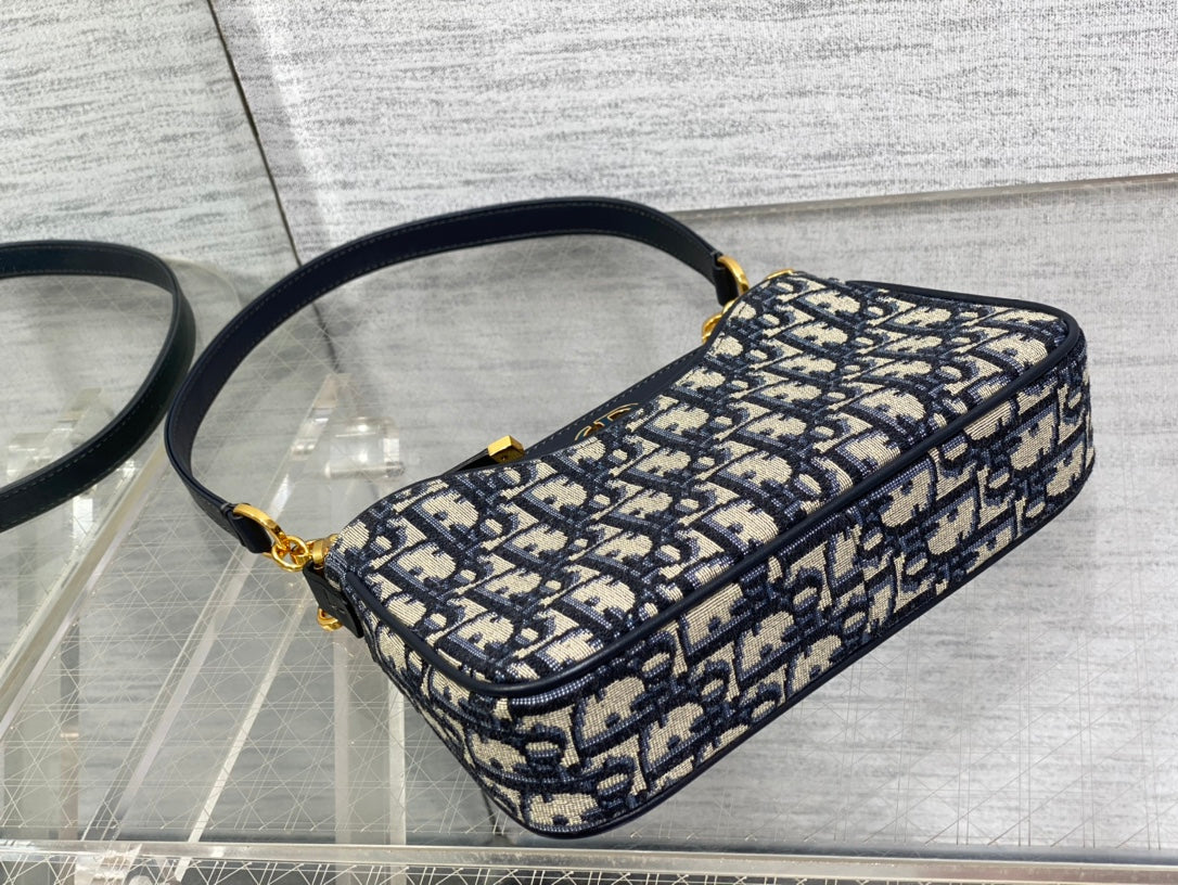 CD Hobo Avenue Bag 21 Dark Blue Black Leather Cotton mysite