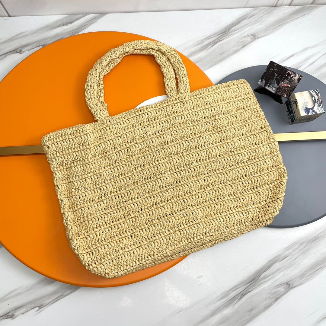 RIVE GAUCHE TOTE BAG 38 IN LIGHT YELLOW RAFFIA mysite
