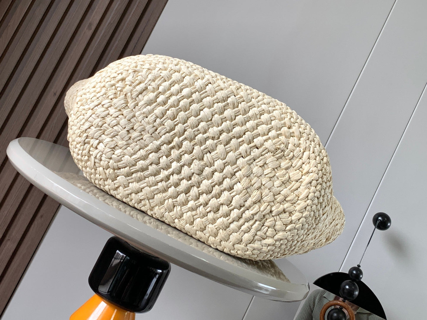 Medium anagram basket bag in iraca palm and calfskin mysite